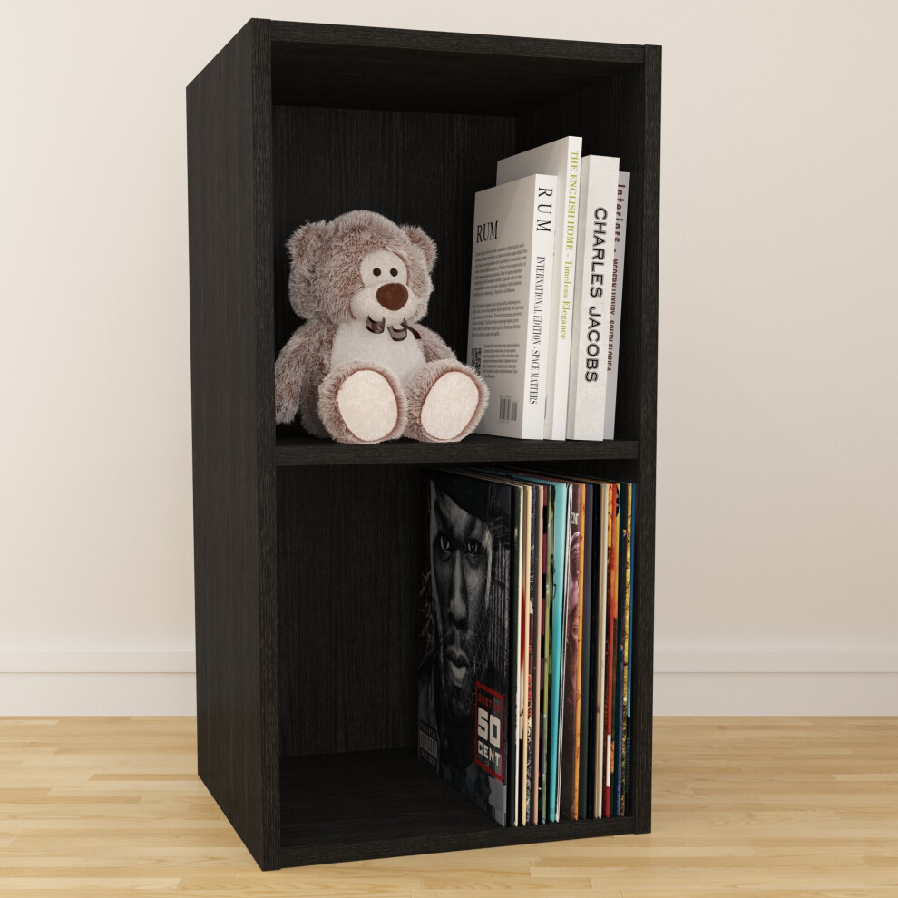 (Large) Vinyl 12" LP Record Cube Storage Box Unit Black