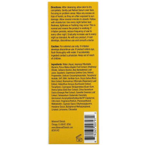 Advanced Clinicals, Retinol Serum, Anti-Rimpel, 52ml 1