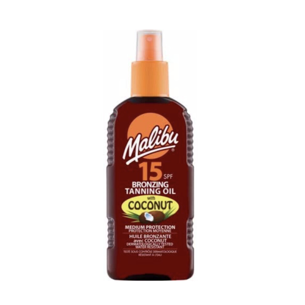 2 x Malibu SPF 15 Bronzing Tanning Oil with Coconut, 200 ml