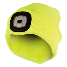 (One Size, Gelb) Sock Snob - Herren Mütze mit Reflektor LED | Warme Strickmütze Beanie | Arbeitsmütze Winter