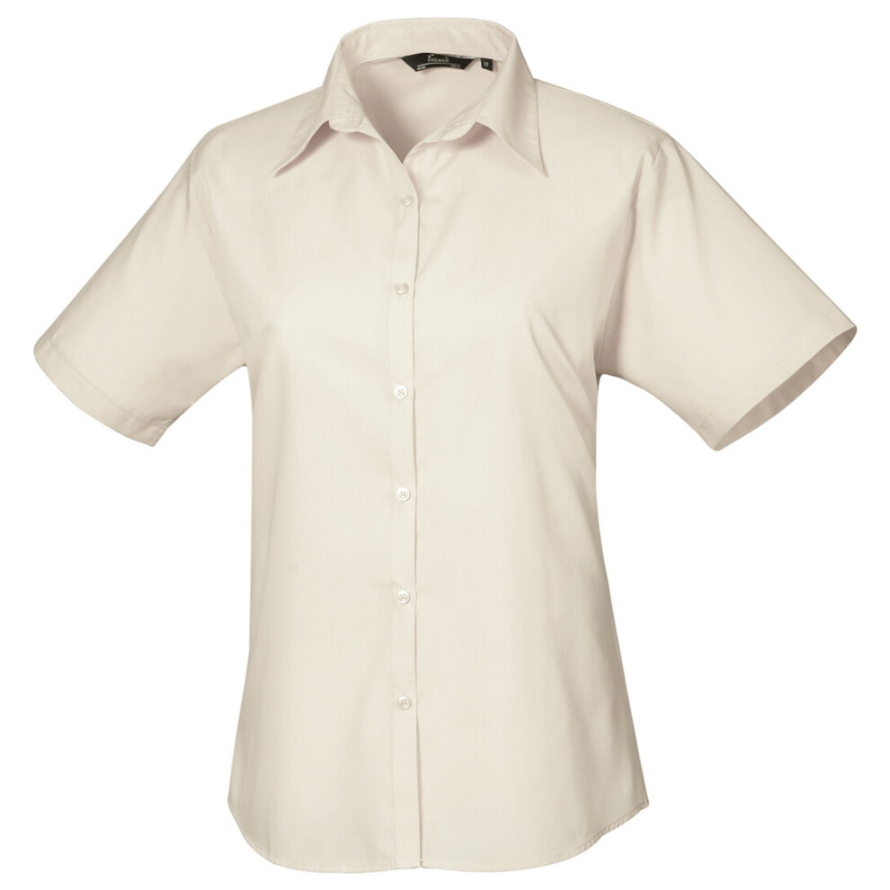 Short Sleeve Poplin Blouse Plain Work Shirt