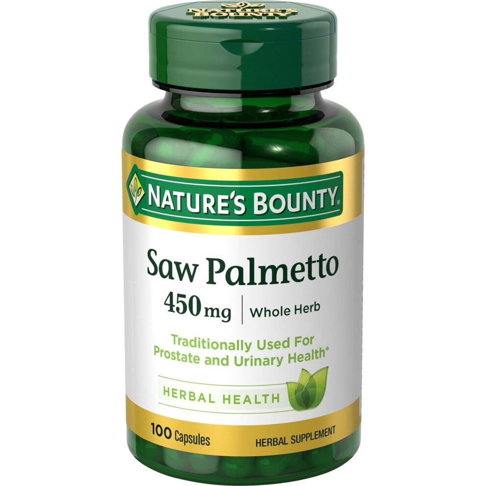 Nature's Bounty Saw Palmetto 450 Mg | Whole Herb, 100 Capsules - Herbal Supplement
