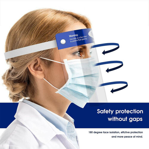 2PCS Disposable Safety Face Shield Transparent Anti Splash Adjustable 2