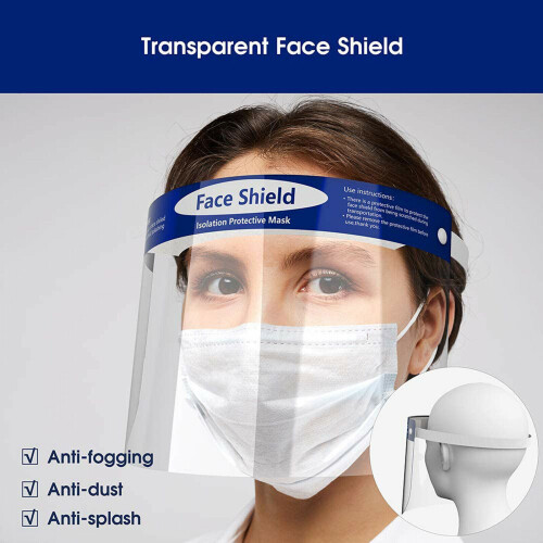 2PCS Disposable Safety Face Shield Transparent Anti Splash Adjustable 1