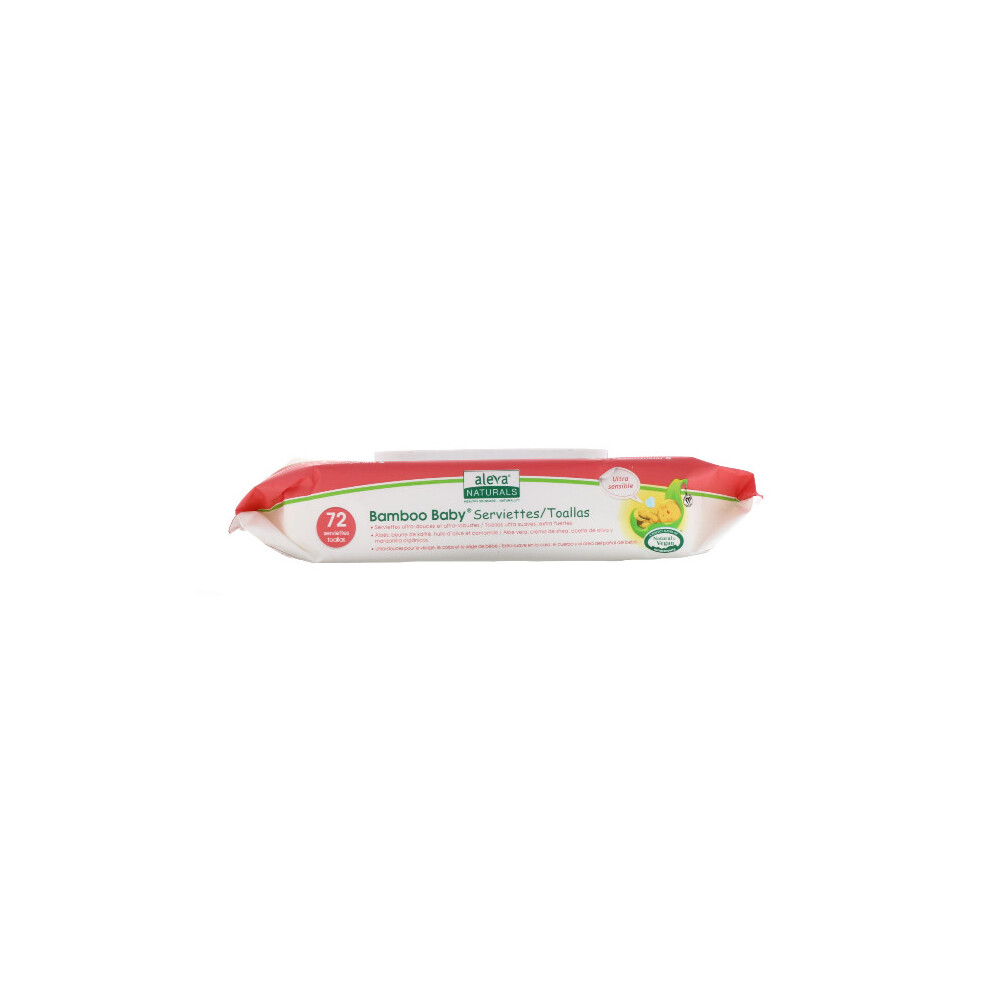 , Bamboo Baby Wipes, Ultra Sensitive, 72 Wipes Aleva Naturals