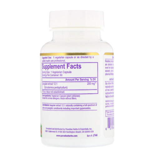 Paradise Herbs, Jiaogulan-extract, 60 vegetarische capsules 1