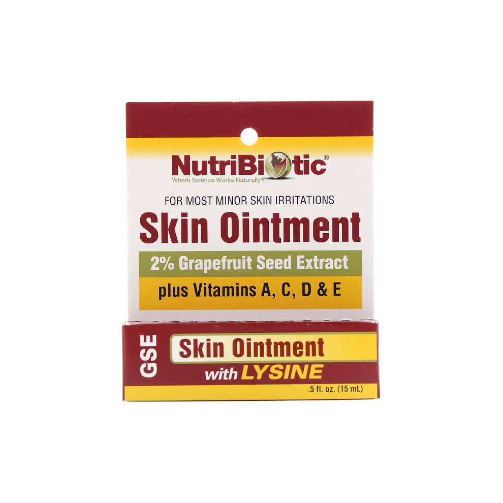 NutriBiotic, Skin Ointment, 2% Grapefruit Seed Extract w/ Lysine, 15ml