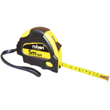 Rolson 50535 5m x 19mm Tape Measure - Impact-Resistant Plastic Housing, Thumb Lock, Belt Clip, Carry Strap