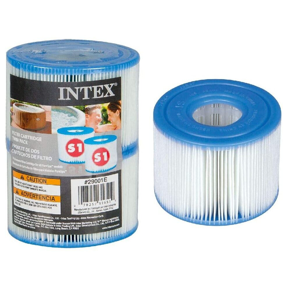 Intex Hot Tub Pure Spa Filter Cartridge Replacement, Pack of 2 - White