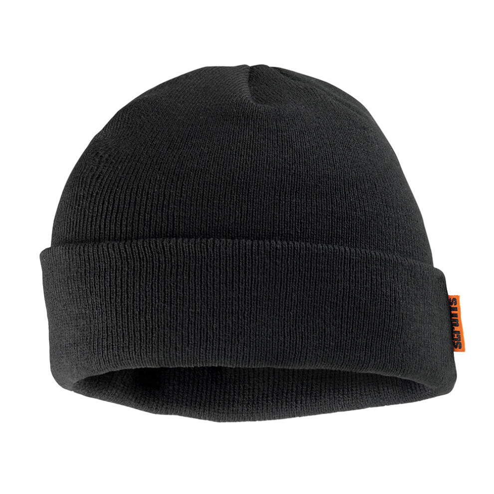 (Black) Mens Safety & Workwear Knitted Thinsulate Beanie Hat