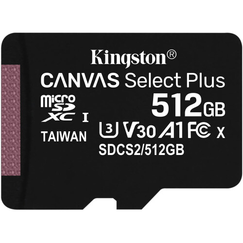Kingston Kingston 512GB Canvas Select Plus UHS-I microSDXC Memory Card