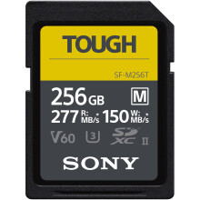 Carte SDXC UHS-II Sony TOUGH-M série 256 Go, V60, CL10, U3, Max R277Mo/s, W150Mo/s (SF-M256T/T1), Noir
