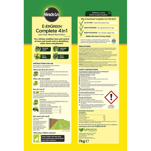 MiracleGro Complete 4in1 Lawn Care Feed Weed & Moss Killer 7KG, 200m2
