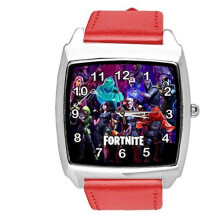 RED Leather Square Watch for FORTNITE Fans