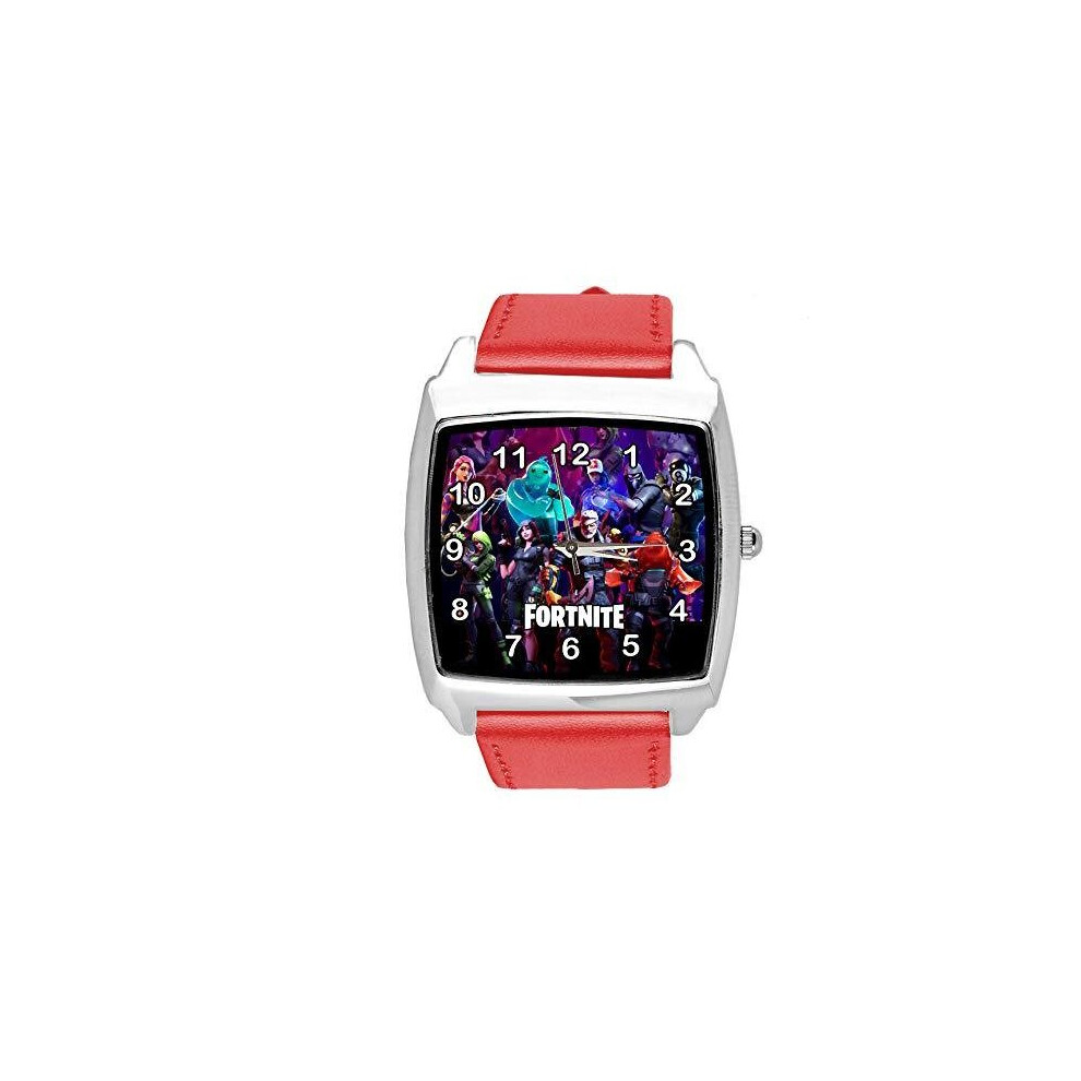 RED Leather Square Watch for FORTNITE Fans