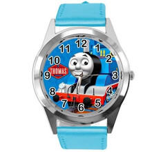 Blue Leather Round Watch for Thomas The Train Fans E2
