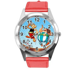RED Leather Watch for Asterix Obelix Fans