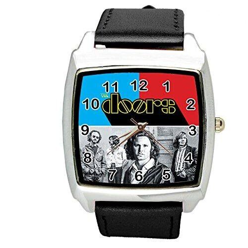 The Doors Quartz Square Watch Real Leather Band   Black