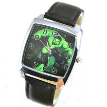 The Incredible Hulk Quartz Watch with Analogue Display & Calf Grain Real Leather Strap Black