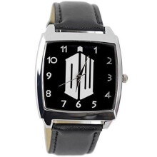 Dr Who Quartz Square Sci Fi Watch Real Leather Band Black