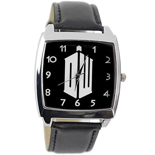 Dr Who Quartz Square Sci Fi Watch Real Leather Band   Black