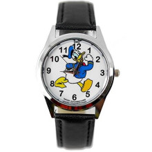 Black Leather Quartz Watch for Donald Duck fans