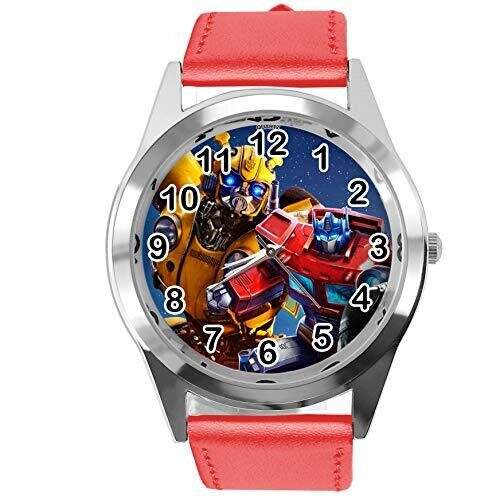 RED Real Leather Round Watch for Transformers Fans E3