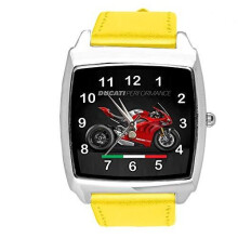 Yellow Leather Watch for Motorbike Fans
