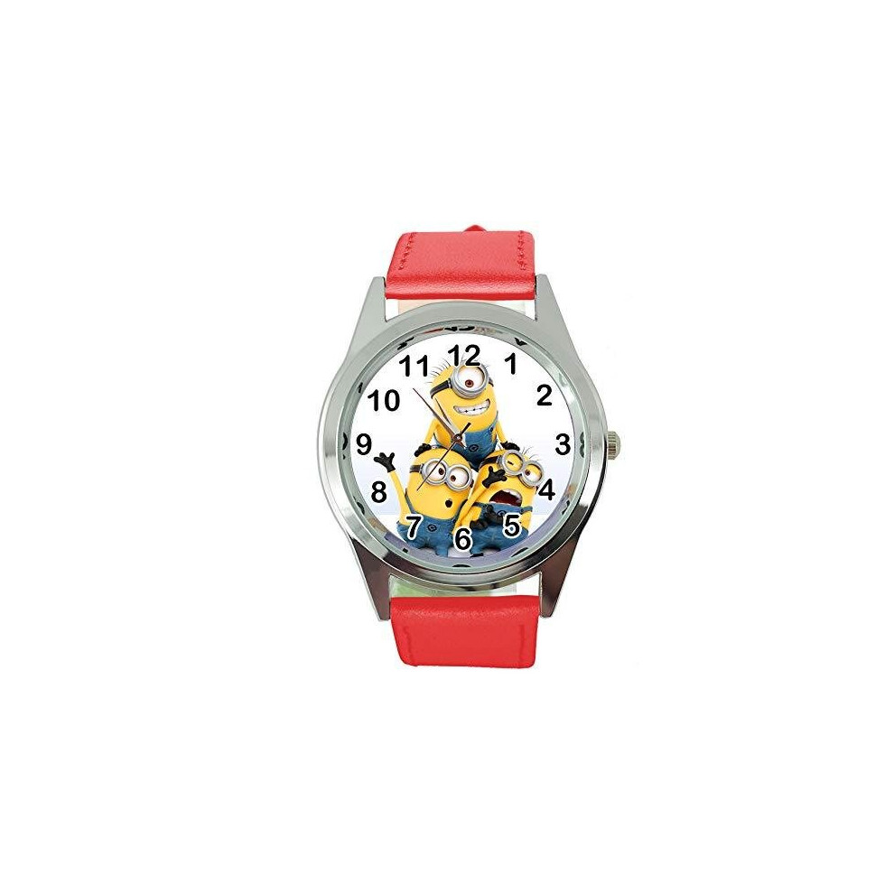 Minion Quartz Watch RED Leather Band