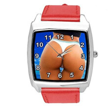 HOT Ass RED Real Leather Band Quartz Square Watch