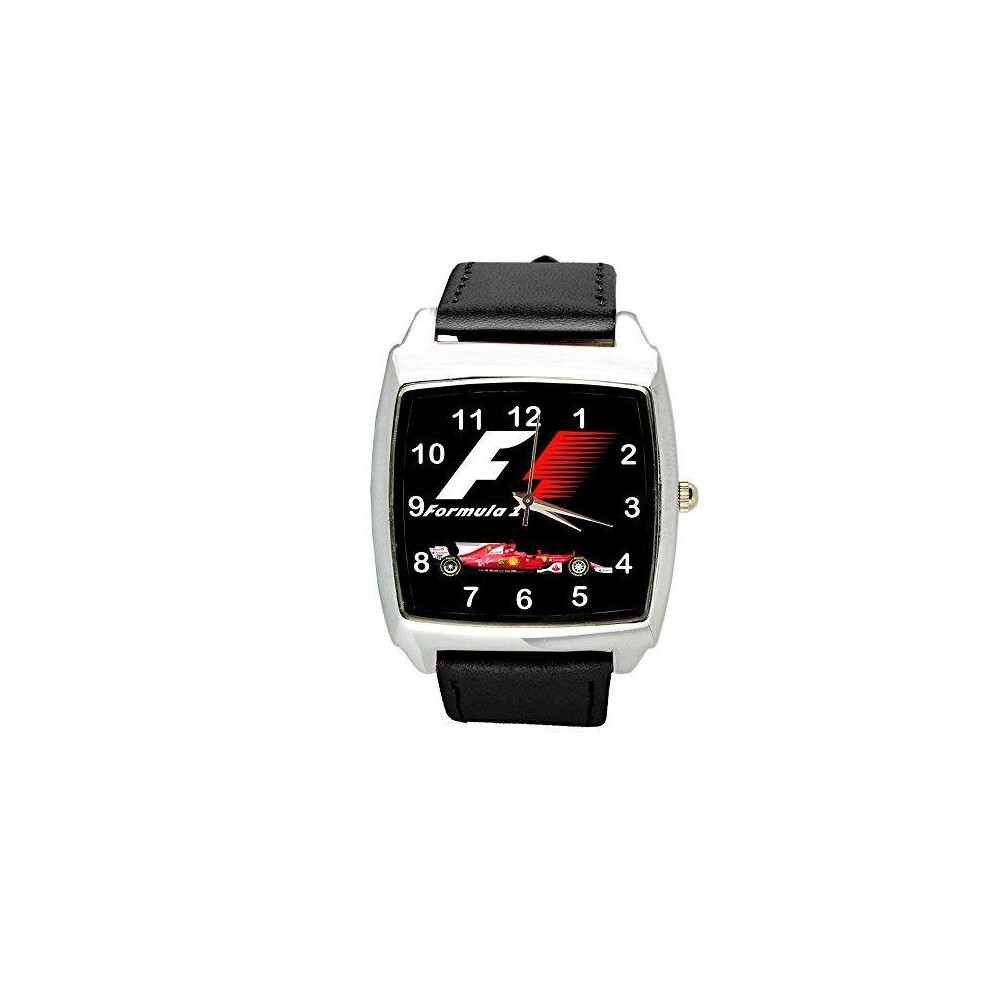 F1 Formula 1 Quartz Square Sport Watchl Band   Black