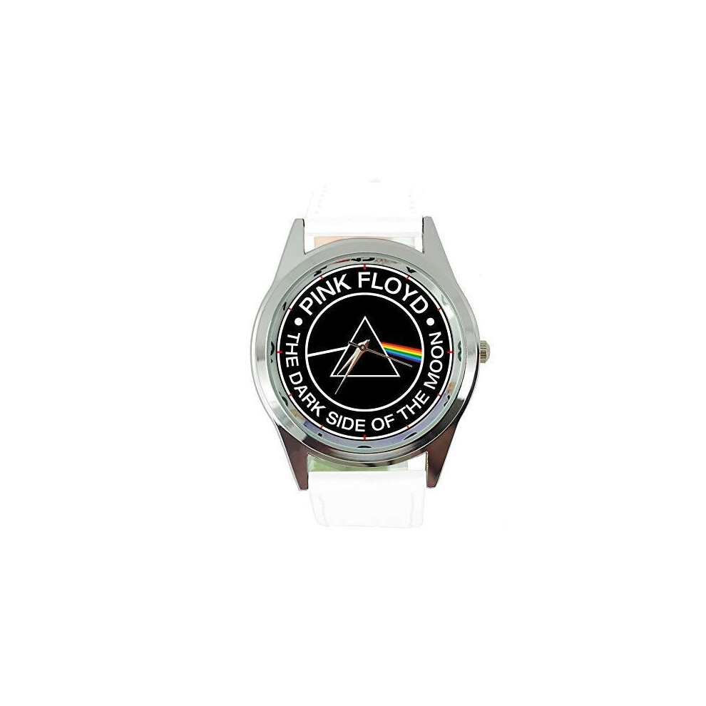 Photos - Wrist Watch Dark Side of The Moon Quartz Round Watch White Real Leather Band