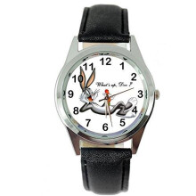 Black Leather Quartz Watch for Bugs Bunny fans
