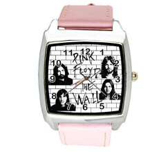 Pink Floyd The Wall Quartz Square Watch Real Leather Pink Band