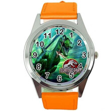 Jurrasic Park Round Quartz Watch ORANGR Leather Band