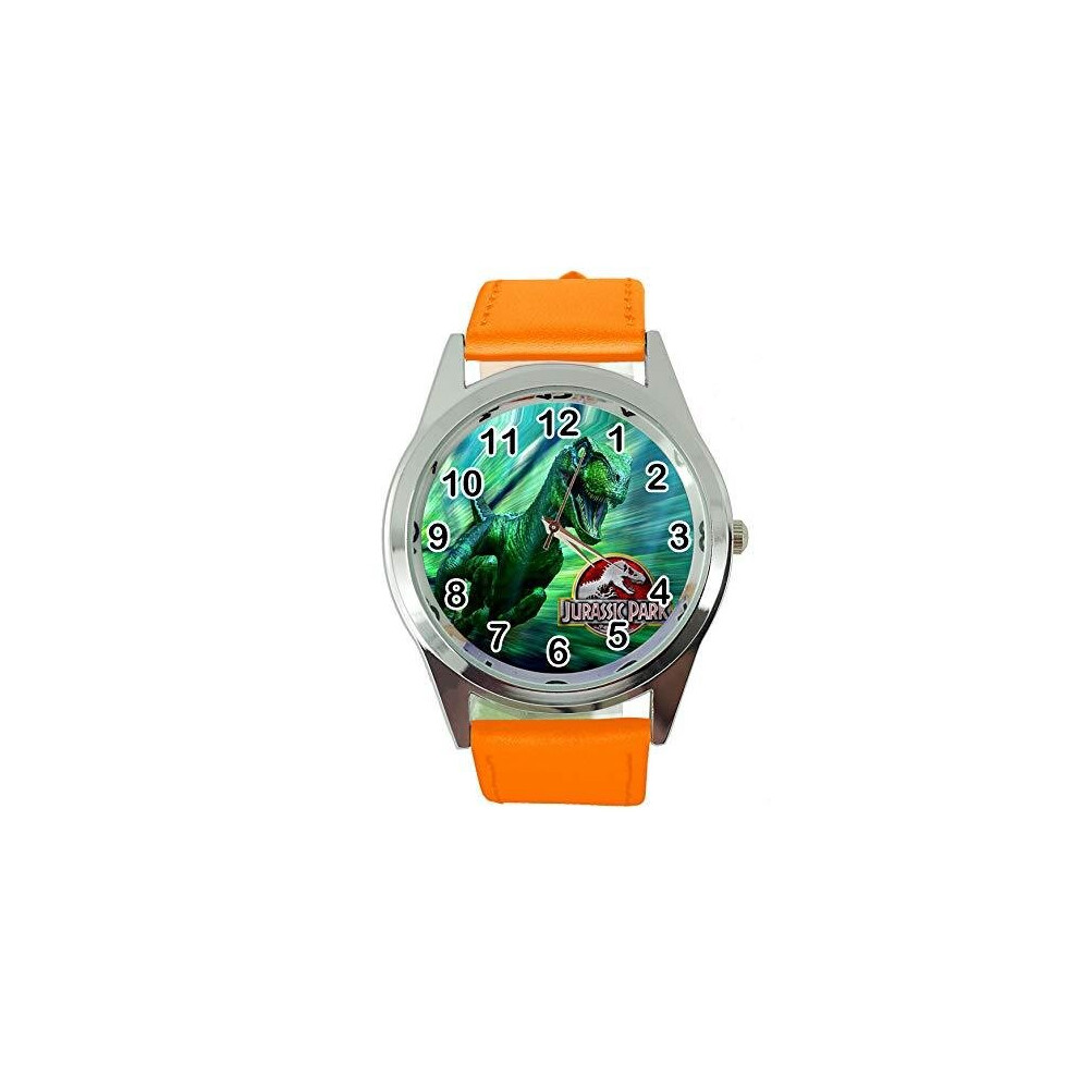 Jurrasic Park Round Quartz Watch ORANGR Leather Band