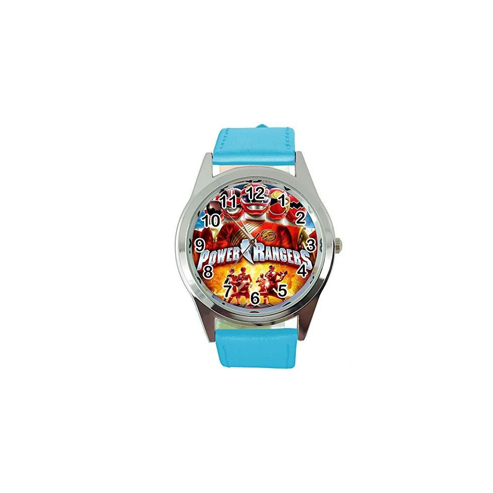 Power Rangers Quartz Round Watch Blue Leather Band