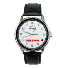 NISSAN Men's Stainless Steel White Dial, Black Leather Strap Sport Car Watch - Limited Edition