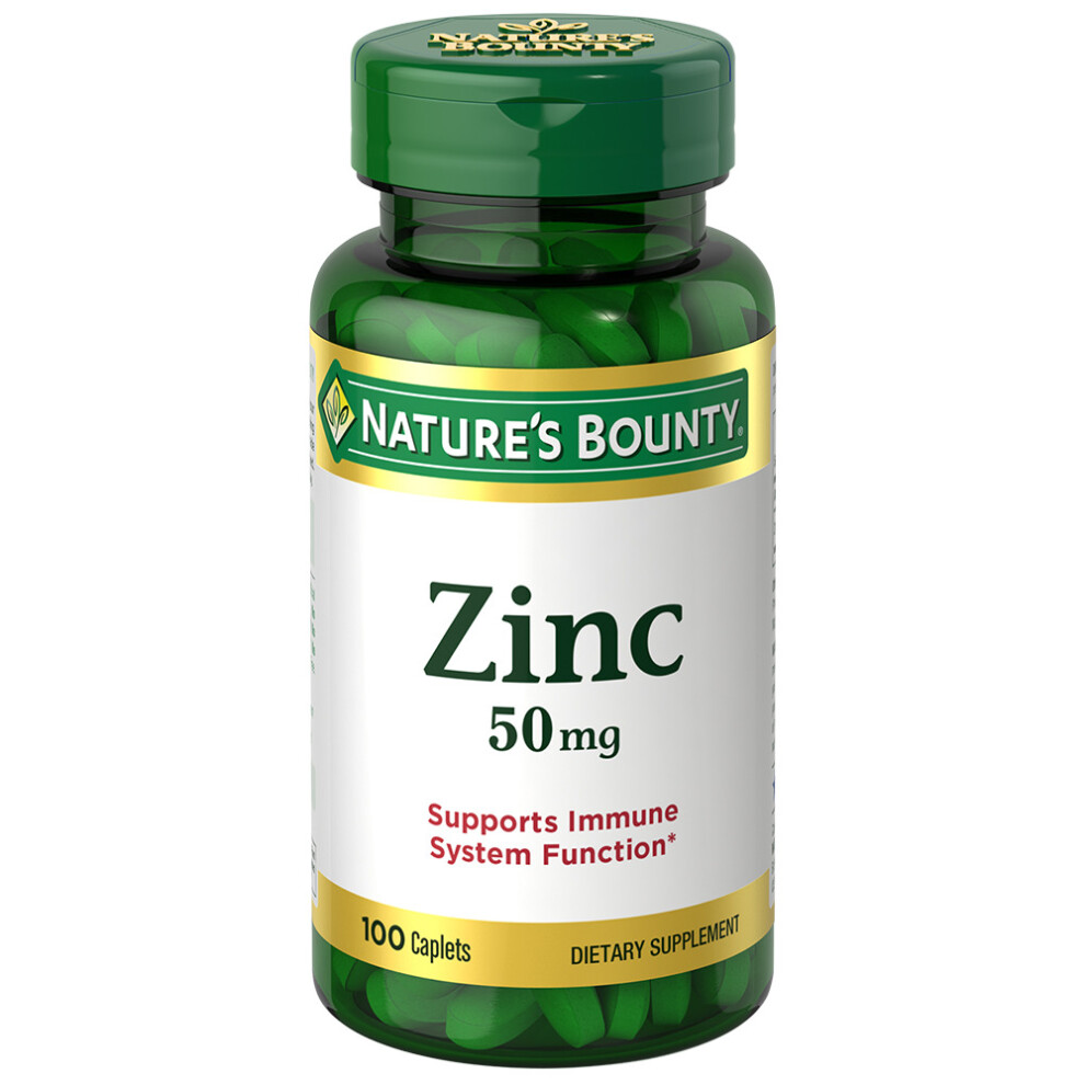 Nature's Bounty Zinc 50 Mg Caplets For Immune System Support, 100 Ct