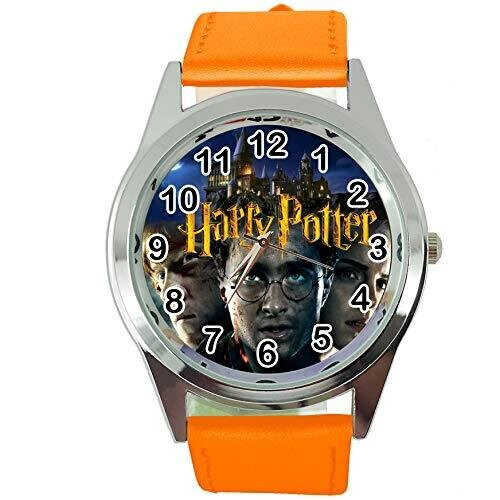 Orange Leather Round Watch for Harry Potter Fans E2