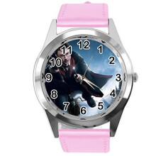 Watch Analogue Quartz with Real Leather Band Pink Round for Harry Potter Fans E1