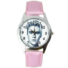 Justin Bieber Quartz Round Watch Real Leather Pink Band