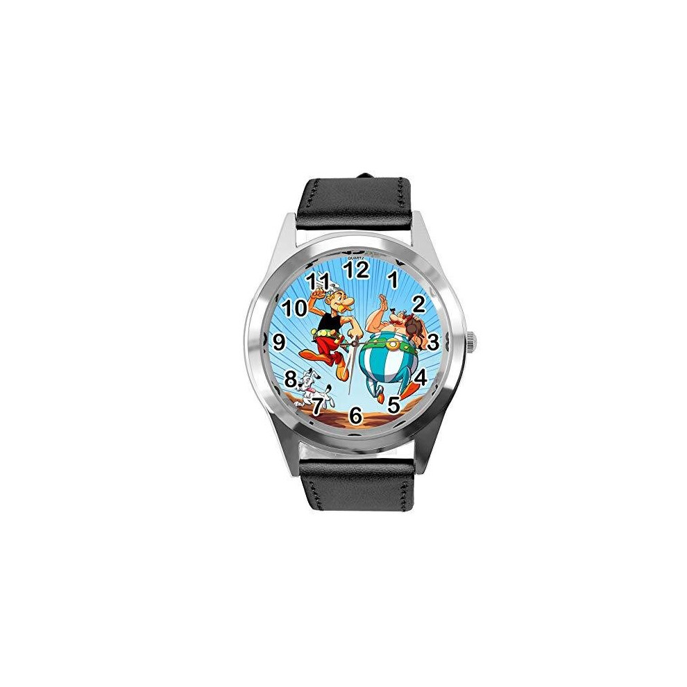 Black Leather Watch for Asterix Obelix Fans