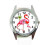 Flamingo Round Quartz Watch White Leather Band 1