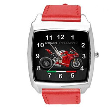 RED Leather Watch for Motorbike Fans