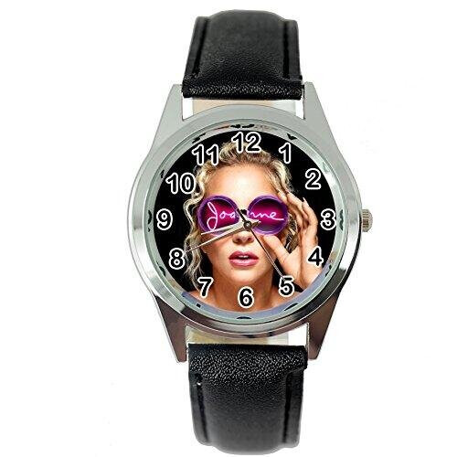 Lady Gaga Joanne Quartz Round Watch Real Leather Band  Black