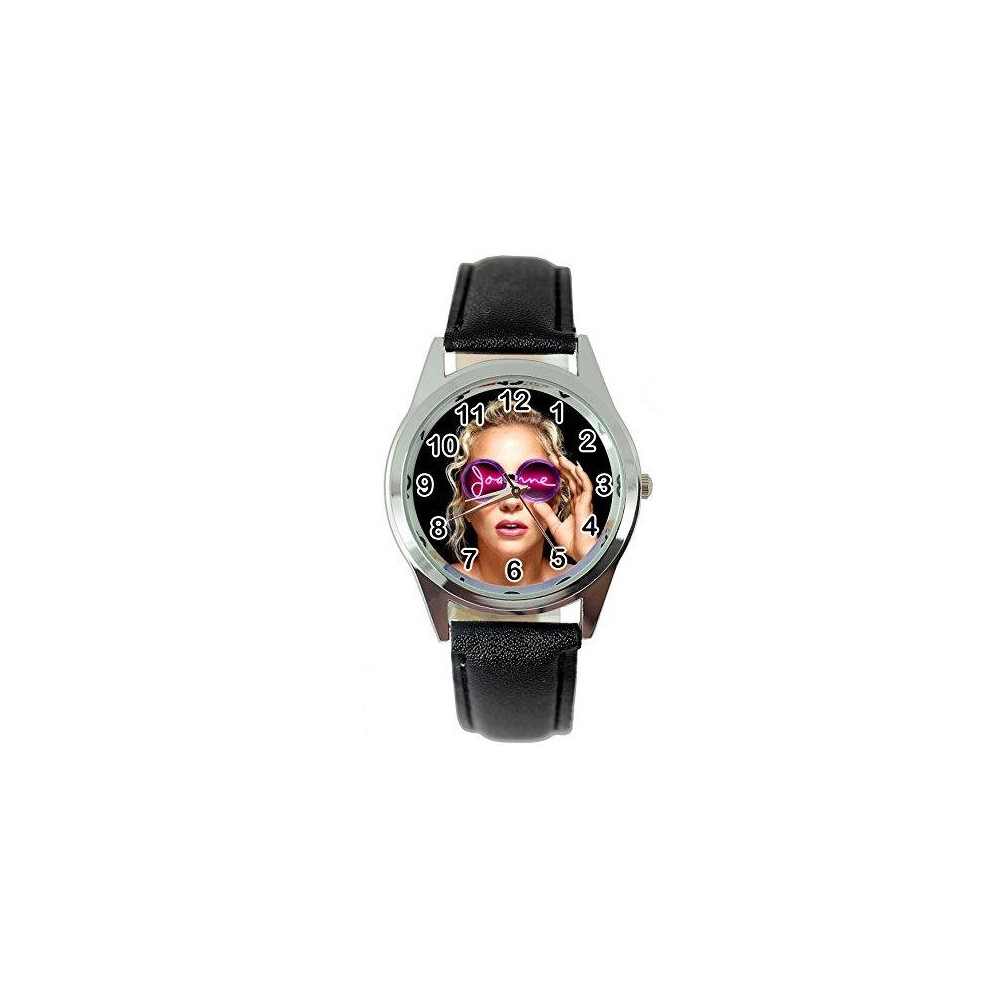 Lady Gaga Joanne Quartz Round Watch Real Leather Band  Black