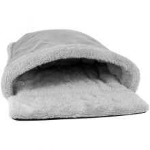 Grey Cosy Cat Pouch Bed Kitten Sleeping Bag Snug Fleece Dog Puppy Nest Cave