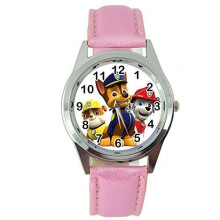 Paw Patrol Quartz Round Watch Leather Band   Pink