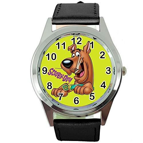 Black Leather Band Quartz Watch for Scooby DOO Fans E2